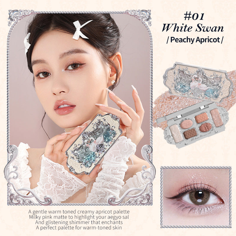 Flower Knows Swan Ballet Series Six-Color Eyeshadow Palette Delicate Matte Glow Shimmer