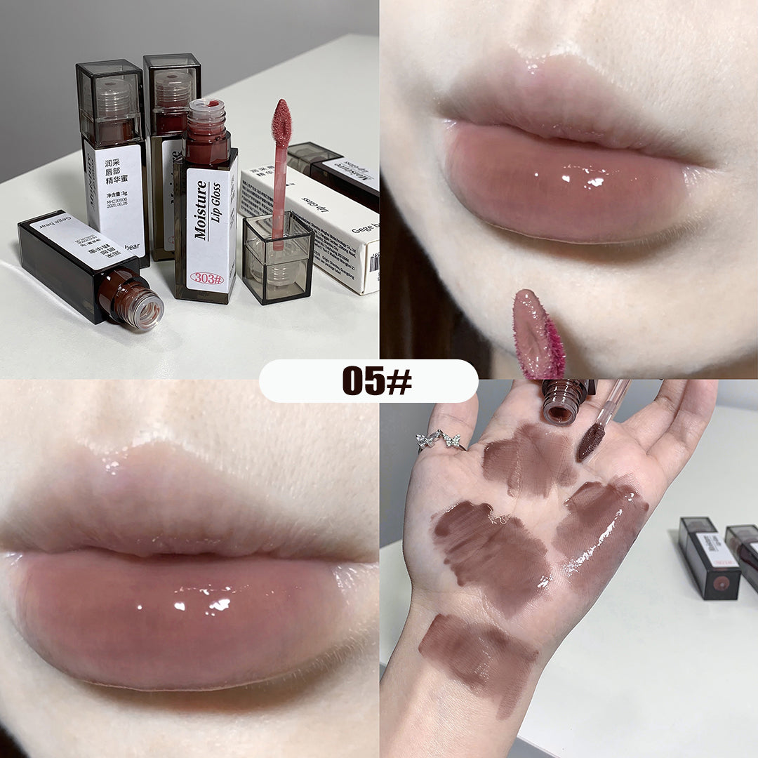 Nude Grey Mirror Lip Glaze Crystal Lip Tint Oil Clear Water Light Lip Gloss Lasting Non-stick Cup Punk Smoky Liquid Lipstick