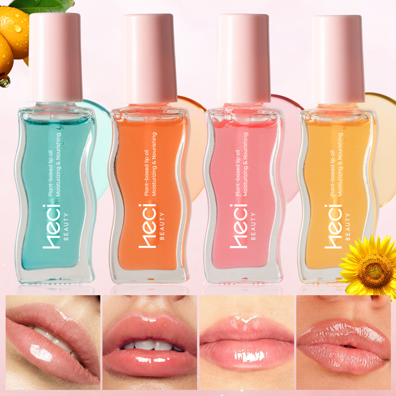 4pcs Fruity Tinted Lip Oil Moisturizing Jelly Lip Gloss For Spring & Summer Mirror Shine Glass-Look Lips Lip Makeup