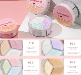 3Color Matte Face Loose Powder Waterproof Oil Control Facial Makeup Powder Natural Smooth Pearlescent Setting Powder Brightening