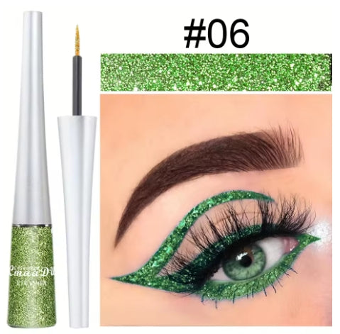 Long-Lasting Liquid Eyeliner Pen - Shimmer in Silvery Green & Blue | Waterproof Smudge-Proof Makeup