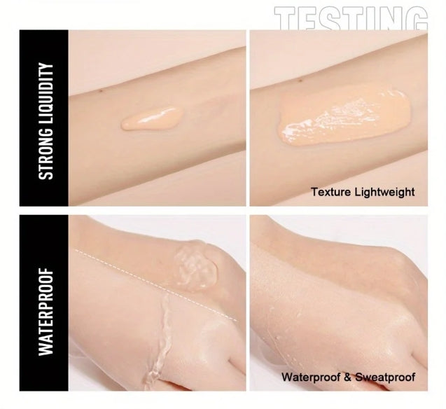 Full Coverage Concealer Foundation - Long-Lasting, Waterproof Natural Matte Finish for Flawless Skin Easy To Create Daily Makeup