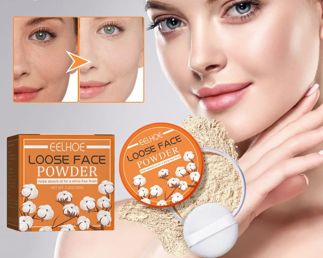 3pcs Face Loose Powder Makeup Waterproof Oil Control Natural Translucent Powder Finish Full Coverage Concealer Foundation Base
