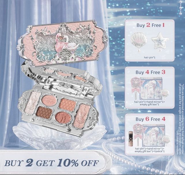 Flower Knows Swan Ballet Series Six-Color Eyeshadow Palette Delicate Matte Glow Shimmer