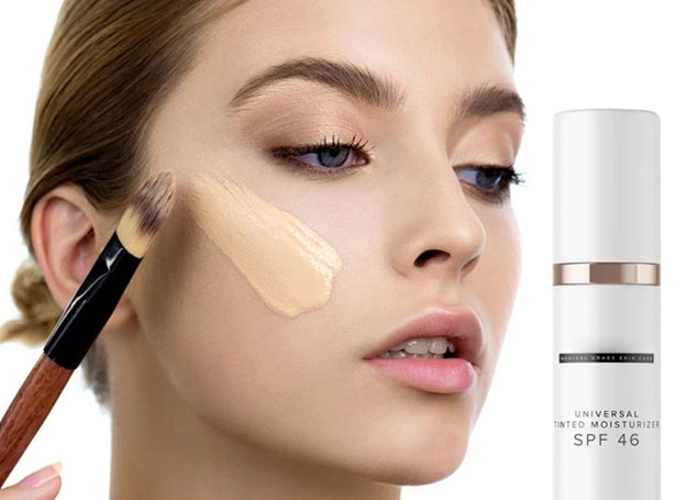 SPF46 Sunscreen Moisturizer Anti-Ageing Tinted Moisturiser, All-In-One Light Sheer Coverage Tinted Face Sun With Wide Against