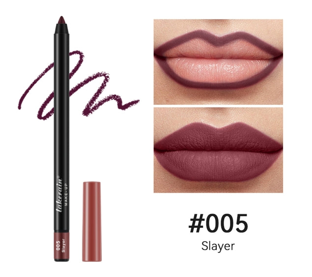 12 Colors Matte Lipliner Pencil Red Contour Tint Lipstick Waterproof Long Lasting Non-stick Cup Moisturising Lips Makeup