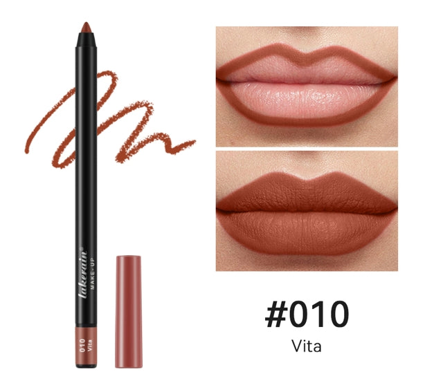 12 Colors Matte Lipliner Pencil Red Contour Tint Lipstick Waterproof Long Lasting Non-stick Cup Moisturising Lips Makeup