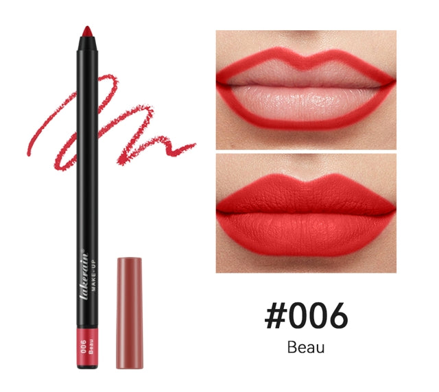 12 Colors Matte Lipliner Pencil Red Contour Tint Lipstick Waterproof Long Lasting Non-stick Cup Moisturising Lips Makeup