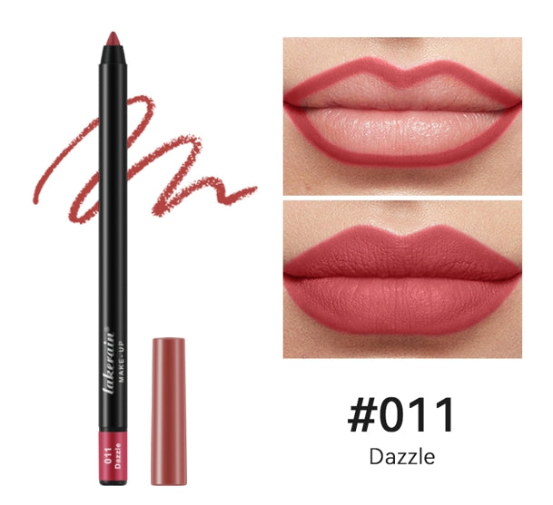 12 Colors Matte Lipliner Pencil Red Contour Tint Lipstick Waterproof Long Lasting Non-stick Cup Moisturising Lips Makeup