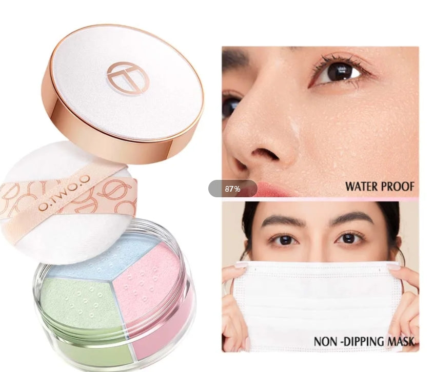 3 Color Loose Powder Hides Oil Pores Face Powder Blend Naturally Setting Powder Fix Lock Makeup Matte Finishing Powder