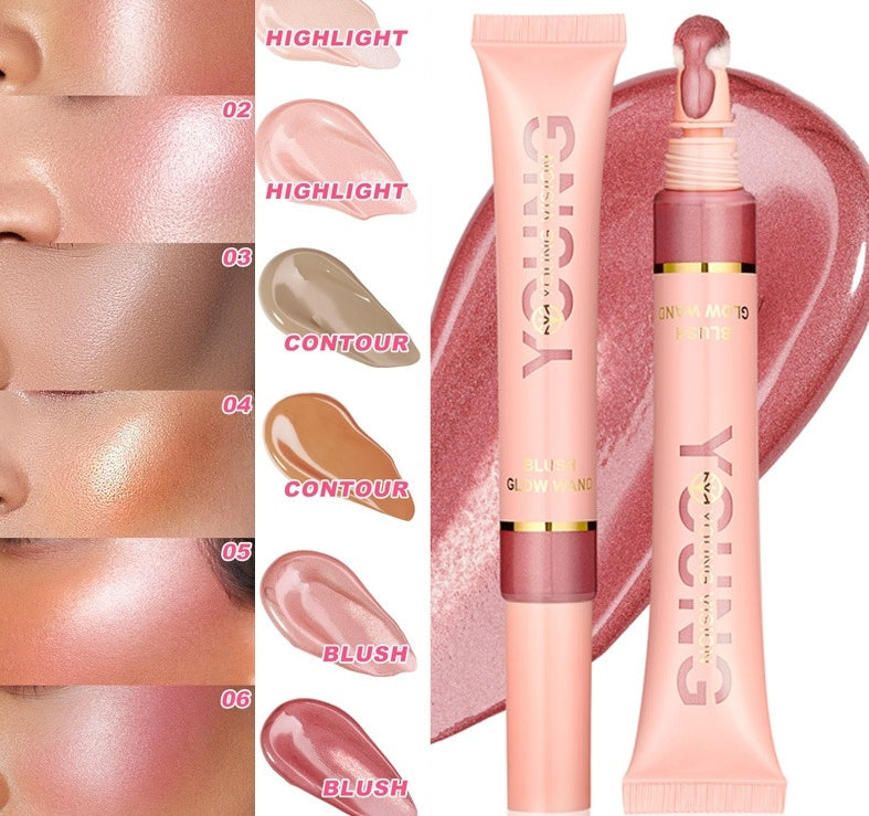 Liquid Air Cushion Highlight Blush Stick Contour Pearlescent Delicate Shimmer Stick Powder Blusher Liquid Skin-friendly Makeup