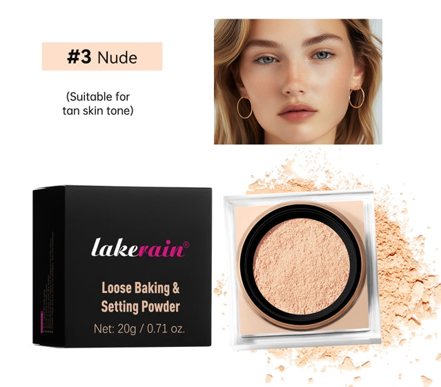 Loose Baking&Setting Powder Long Lasting Oil Control Natural Face Matte Waterproof BrighTening Loose Powder Makeup Cosmetics