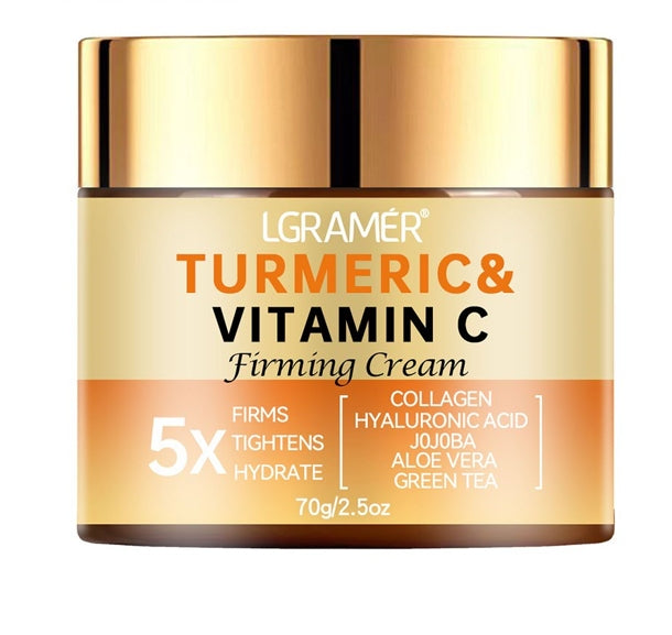 Turmeric Vitamin C Face Cream Smooth Wrinkle Moisturizing Firming Collagen Lightening Repairing Smooth Skincare Whitening Cream