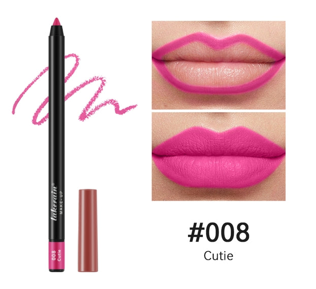12 Colors Matte Lipliner Pencil Red Contour Tint Lipstick Waterproof Long Lasting Non-stick Cup Moisturising Lips Makeup