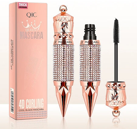 Mascara Waterproof Smudge Proof Elongate Eyelashes Makeup Tool  Natural Thick Curling  Rhinestone Decorative Shell