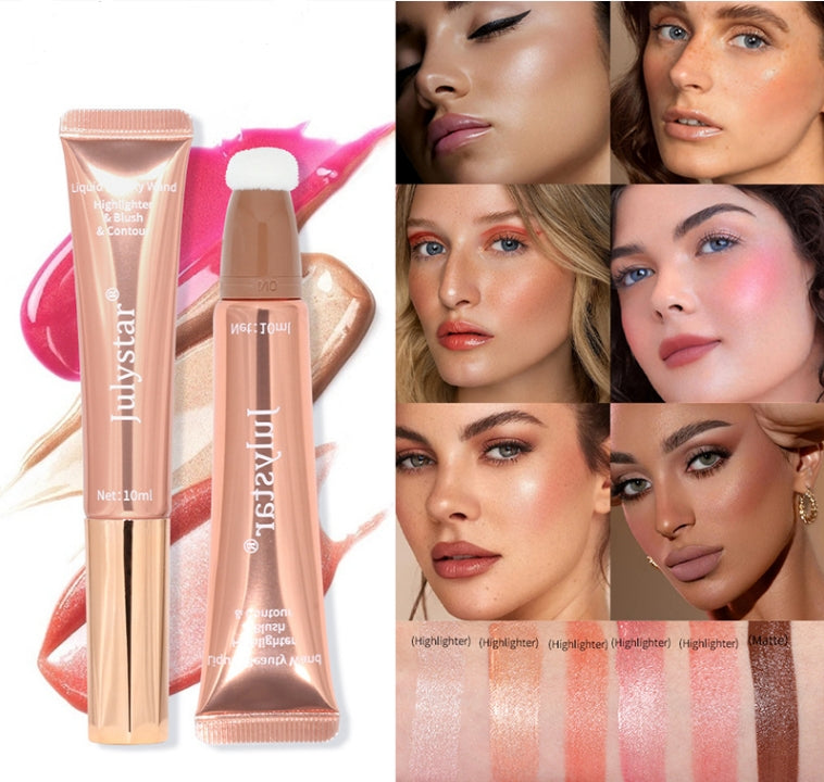 Shimmer Liquid Blush Highlighter Natural Matte Brighten Face Bronze Contour Pen Cushion Blusher Stick Rouge Rubor Korean Makeup