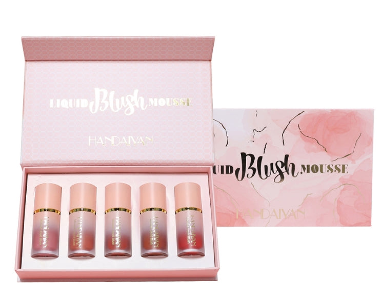 5Colors/Set Matte Liquid Blush Easy to Apply Long Lasting Waterproof Blush Sponge Brush Head Blusher