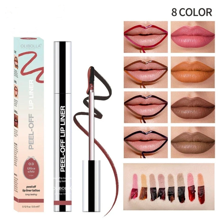 Peel Off High Pigmented Lip Liner Tattoo Moisturizing Lipliner Long Lasting Lip Stain Pencil Waterproof Transfer-Proof Lipstick