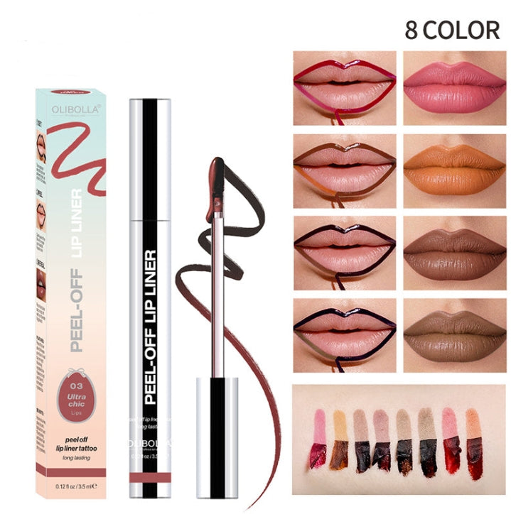 Lip Liner Waterproof Peel Off Tattoo Lip Gloss Waterproof Long Lasting Matte Lip Tint Brown Contour Tear-off Lips Stain Cosmetic