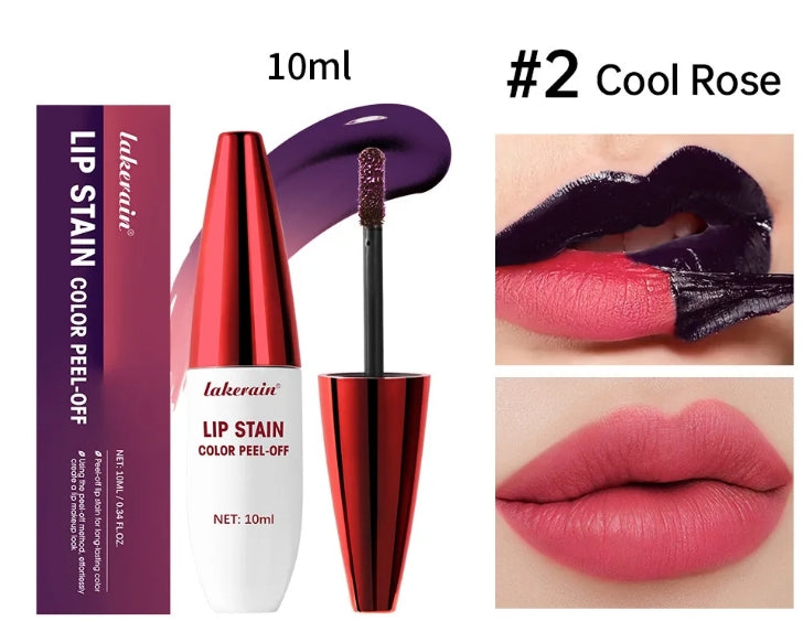 Peel Off Rose Pink Lip Gloss Matte Outline Contour Tattoo Lip Stain Waterproof Transfer Resistant Tear Off Natural Lip Tint