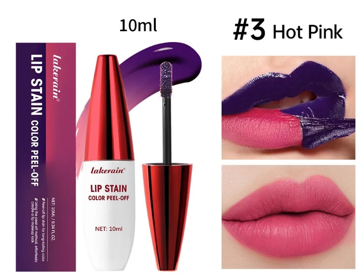 Peel Off Rose Pink Lip Gloss Matte Outline Contour Tattoo Lip Stain Waterproof Transfer Resistant Tear Off Natural Lip Tint