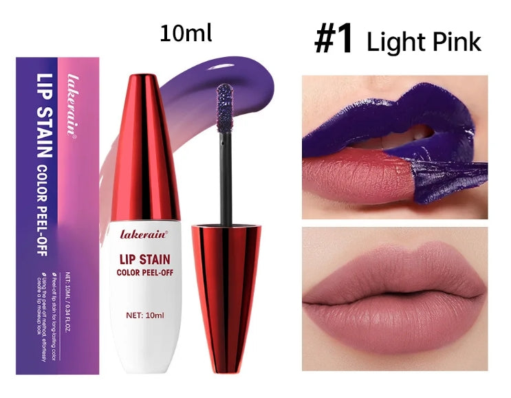 Peel Off Rose Pink Lip Gloss Matte Outline Contour Tattoo Lip Stain Waterproof Transfer Resistant Tear Off Natural Lip Tint