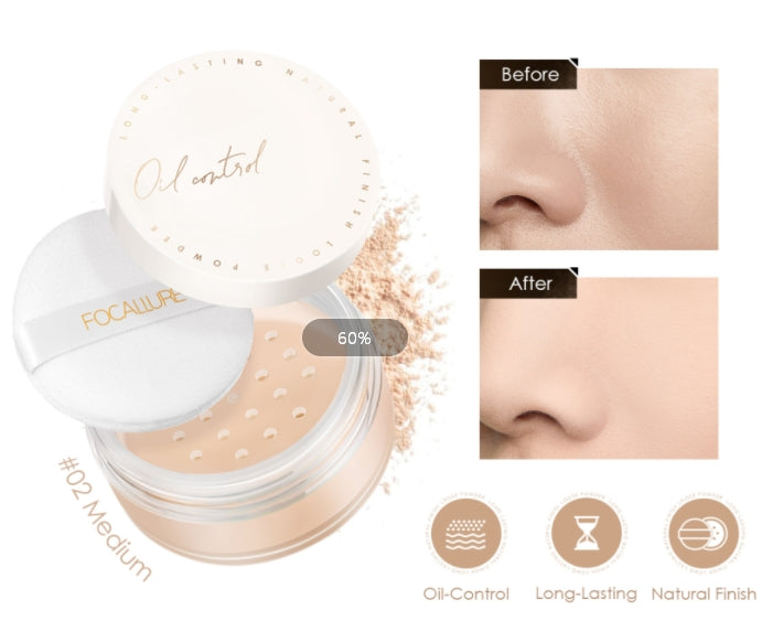 2 Colors Natural Smooth Loose Powder Makeup Oil-Control Concealer Brighten Cosmetics Face lasting Setting Powder