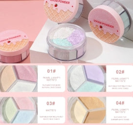 10g Waterproof Mineral Face Powder Tricolor Oil Control Translucent Setting Powder Pearl Matte Contour Blush Powder Makeup Fixer
