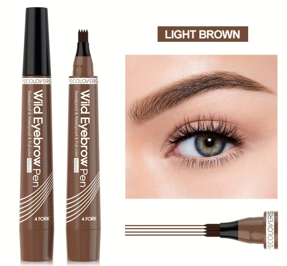 6 Colors 1pc Eyebrow Pen Waterproof 4 Split Tip Eyebrows Pen Eyebrow Tattoo Pen Waterproof Liquid Black Eyebrow Makeup Pencil