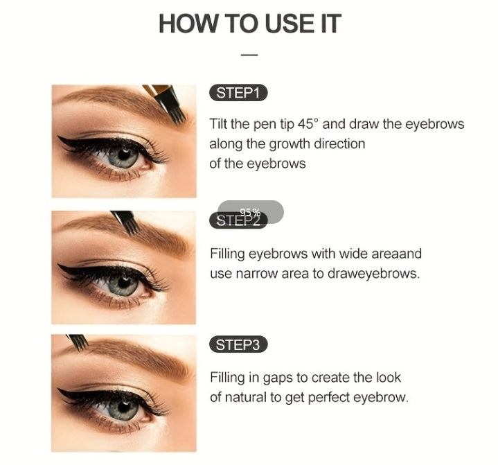 6 Colors 1pc Eyebrow Pen Waterproof 4 Split Tip Eyebrows Pen Eyebrow Tattoo Pen Waterproof Liquid Black Eyebrow Makeup Pencil