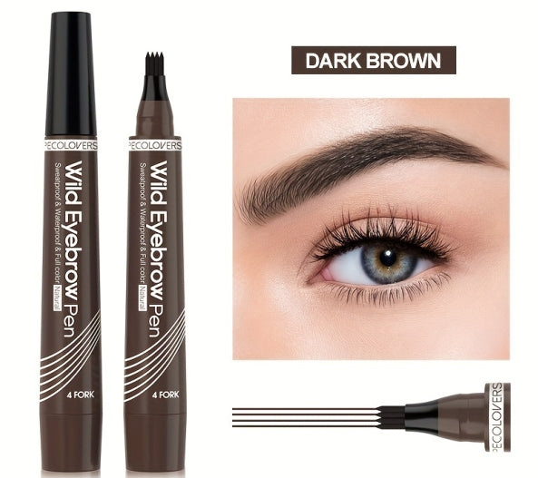 6 Colors 1pc Eyebrow Pen Waterproof 4 Split Tip Eyebrows Pen Eyebrow Tattoo Pen Waterproof Liquid Black Eyebrow Makeup Pencil