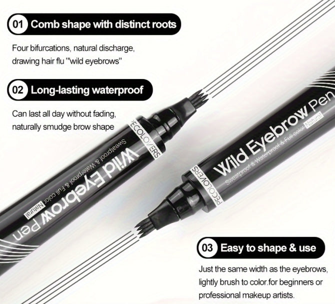 6 Colors 1pc Eyebrow Pen Waterproof 4 Split Tip Eyebrows Pen Eyebrow Tattoo Pen Waterproof Liquid Black Eyebrow Makeup Pencil