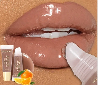 Nude Brown Plumping Lip Gloss Moisturising Fruit Lip Oil Transparent Fullness Lips Tint Soft Tube Makeup Applicator Beauty Care