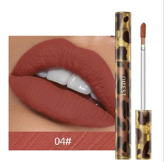 Leopard Print Velvet Matte Liquid Lipstick Lasting Waterproof Non-Stick Cup Lip Gloss Women Sexy Moisturizing Lip Tint