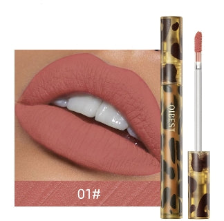 Leopard Print Velvet Matte Liquid Lipstick Lasting Waterproof Non-Stick Cup Lip Gloss Women Sexy Moisturizing Lip Tint