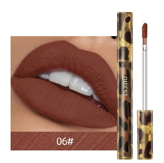 Leopard Print Velvet Matte Liquid Lipstick Lasting Waterproof Non-Stick Cup Lip Gloss Women Sexy Moisturizing Lip Tint