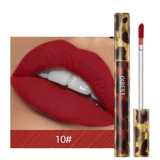 Leopard Print Velvet Matte Liquid Lipstick Lasting Waterproof Non-Stick Cup Lip Gloss Women Moisturizing Lip Tint
