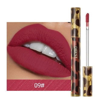 Leopard Print Velvet Matte Liquid Lipstick Lasting Waterproof Non-Stick Cup Lip Gloss Women Moisturizing Lip Tint