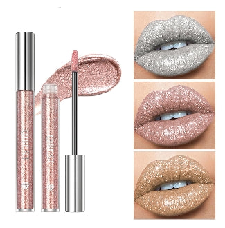 6 Colors Sparkling Liquid Lipstick Lip Gloss Moisturizing Long-Lasting Makeup Gray Diamond Waterproof Lip Tint Cosmetics