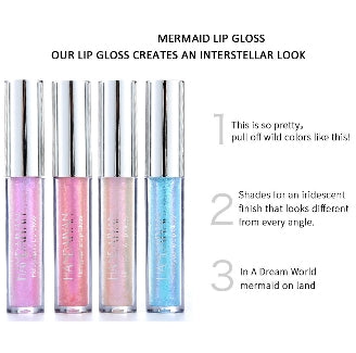 6 Colors Laser Holographic Lip Gloss Liquid Lipstick Mermaid Pigment Longlasting Glitter Lipgloss Waterproof Metallic Lip Makeup