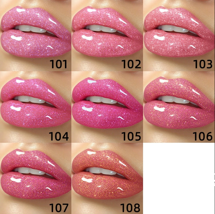 8 Color Glitter Shimmer Lip Gloss Moisturizing Lip Tinted Fuller Lip Effect Diamond Liquid Lipstick Makeup Sexy Lip Care Gifts