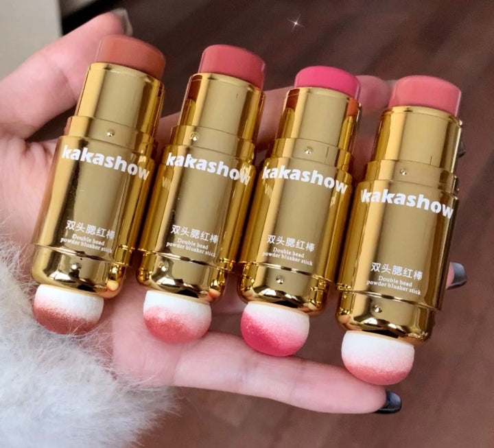 Double-ended Blush Stick Sponge Soft Face Brightening Low Saturated Blusher Cream Peach Pink Cheek Tint Korean Makeup Cosmetics