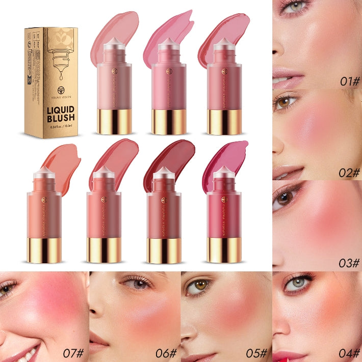 4colors/pack Dropper Liquid Pressed Blush Hydrating Moisturizing Silky Natural Brightening Blush Lipgloss