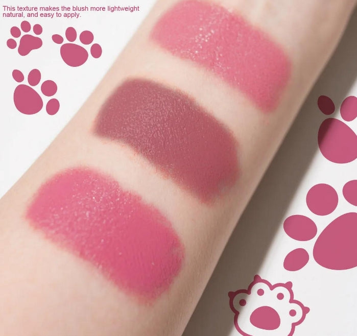 Creamy Cat Paw Blush Trio Buildable Pigment Long Lasting Natural Finish Vegan Cruelty Free Makeup Essential