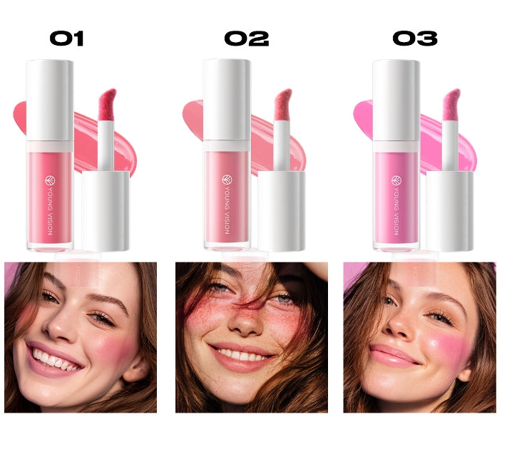 3 Colors Lightweight Moisturizing Liquid Blush for Lips & Cheeks Highlighting & Color Showing Blush
