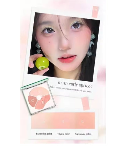 Tri-Color Blush Palette Astringent Color Expanding Shrink Blush Highlighting Finishing Trio Creamy Apricot Makeup