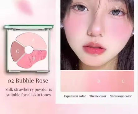 Tri-Color Blush Palette Astringent Color Expanding Shrink Blush Highlighting Finishing Trio Creamy Apricot Makeup