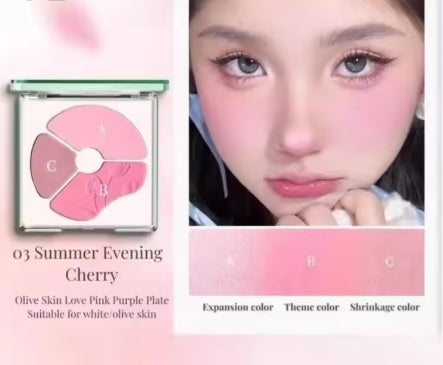 Tri-Color Blush Palette Astringent Color Expanding Shrink Blush Highlighting Finishing Trio Creamy Apricot Makeup