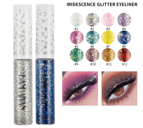6 Colors Shiny Eye Liners Cosmetics For Women Pigment Silver Rose Gold Color Glitter Liquid Eyeliner Metallic Colorful Makeup