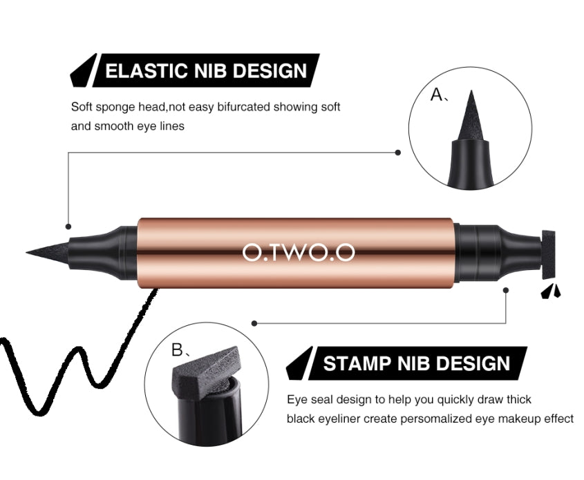 Eyeliner Stamp Black Liquid Eyeliner Pen Waterproof Fast Dry Double-ended Eye Liner Pencil Make-up for Women Cosmetics